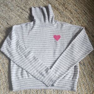 Charter Club Gray and White Striped Cashmere Sweater